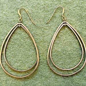 Gold Tear Drop Hoop Earrings